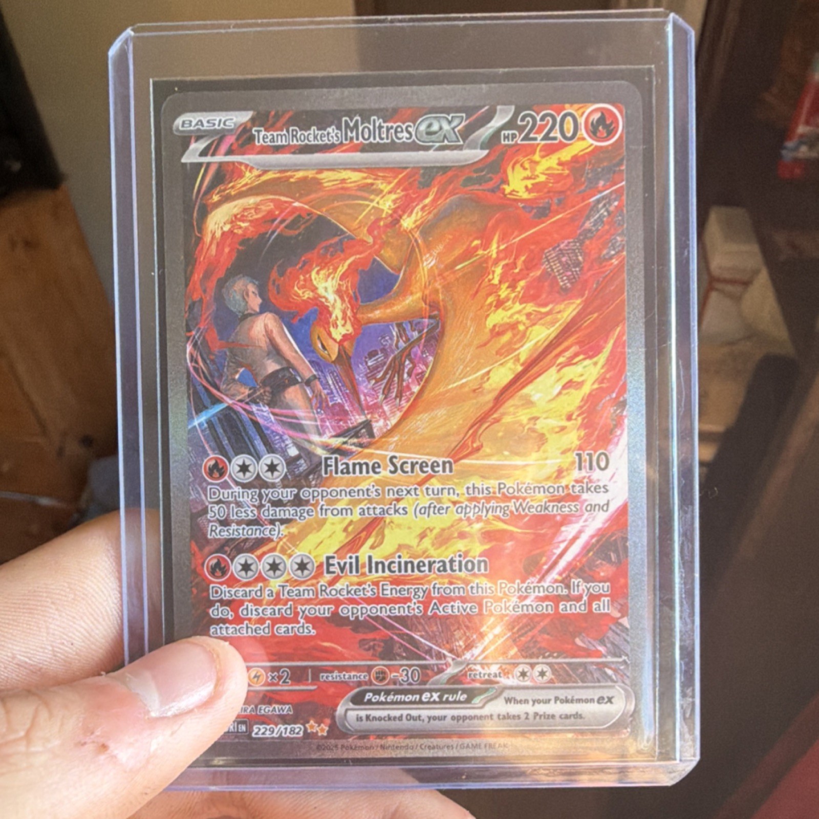 MINT Pokémon Team Rocket's Moltres EX 229/182