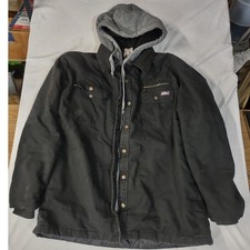 Genuine Dickies Mens Black Hooded Canvas Work Jacket Quilted Lined Coat RN123187
