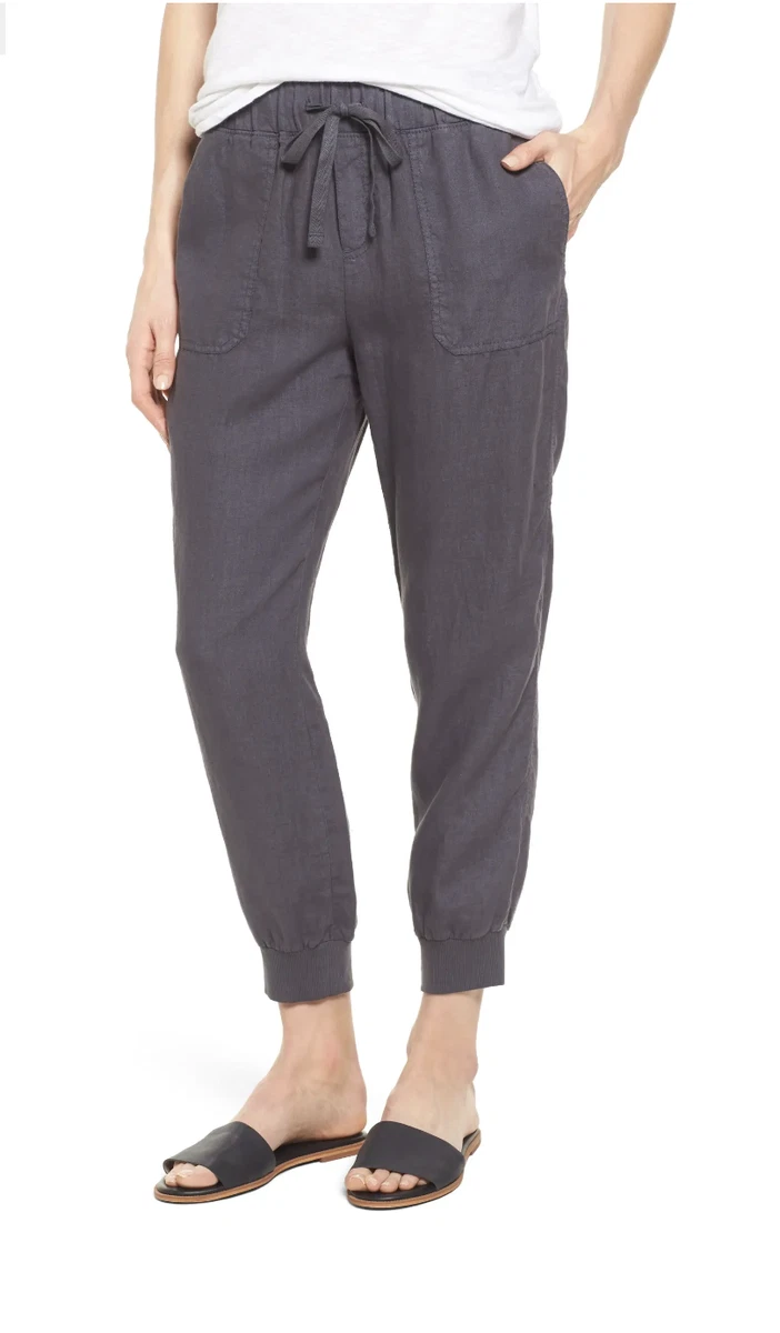 Women s Caslon Linen Joggers in Grey Ebony Size Small