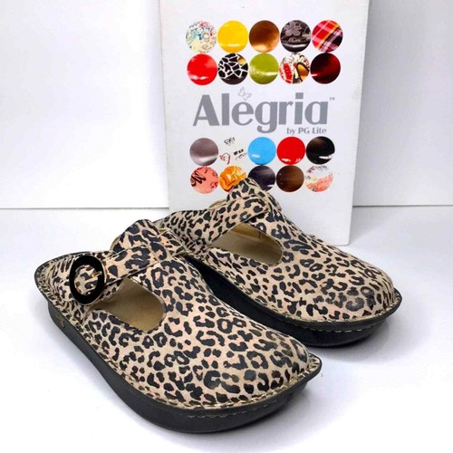 alegria leopard print clogs