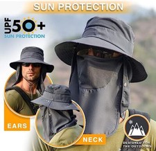 Wide Brim Sun Hat UV Protection Bucket Cap For Hiking Camping Fishing Safari Men