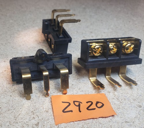 (3) NEW Gold 3 Pole Barrier Terminal Block w/Right Angle PCB Tang - Unbranded! - Picture 2 of 4