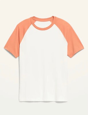 #ad Old Navy Men’s Size Large Color Blocked Raglan Sleeve T Shirt Tee .. White $19 $8.96