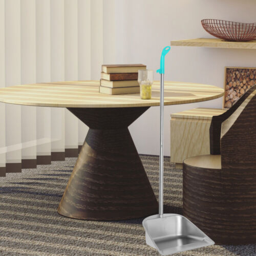Stainless Steel Dustpan Metal Pans Heavy Duty Long Handle Office