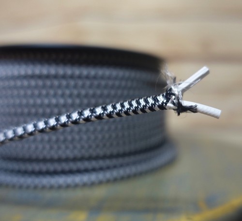 Black/White 2-Wire Flat Cloth Covered Cord, 18ga Vintage Style Lamp Nylon Fabric - Picture 4 of 6