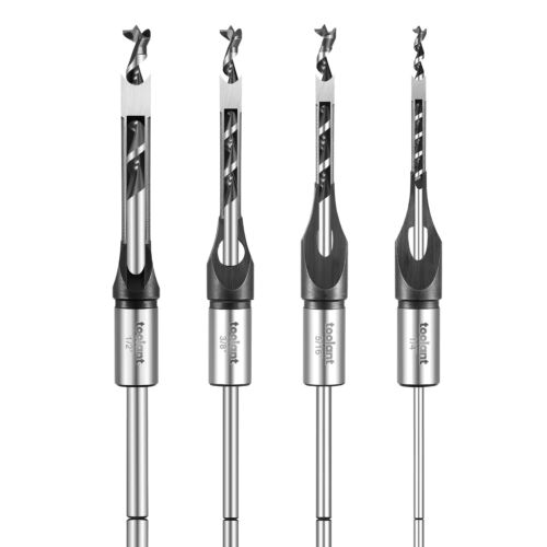 4pcs Square Hole Drill Bit Set - Wood 1/2 1/4 3/8 5/16 in Hollow Mortise Chisel - Picture 3 of 11