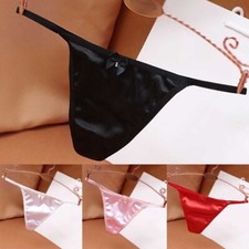 Comfortable Satin Underwear Womens Silky GString Thongs in M 2XL Sizes