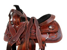 COMFY TRAIL WESTERN PLEASURE HORSE SADDLE 15 16 17 18 TOOLED USED LEATHER TACK