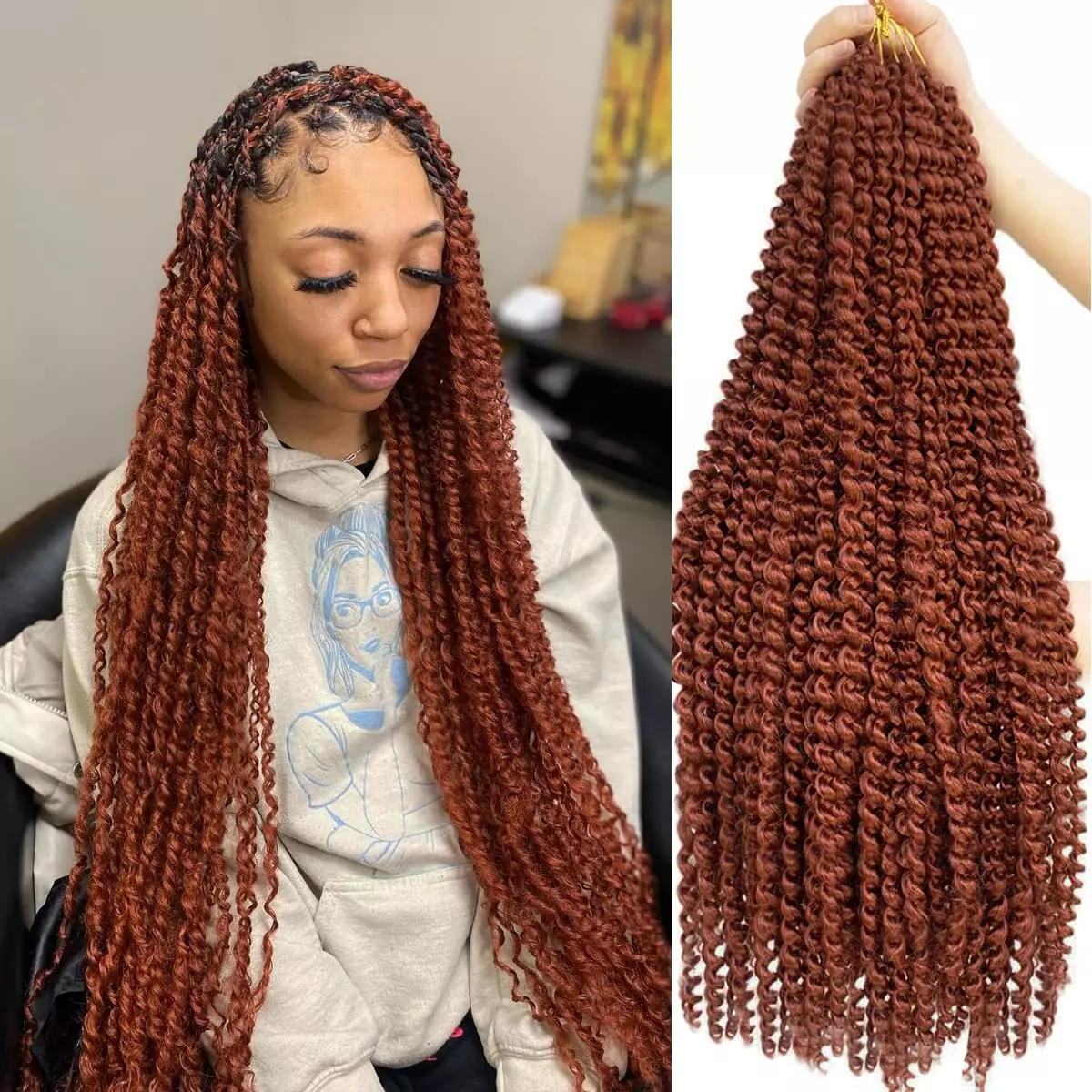 Passion Twist Hair 30 Inch 7 Packs Water Wave 30 Inch (Pack of 7) Ginger