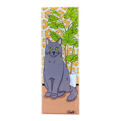 Black Cat Monstera Plant Magnet Handmade Retro Pet Portrait Decor Gift |  eBay