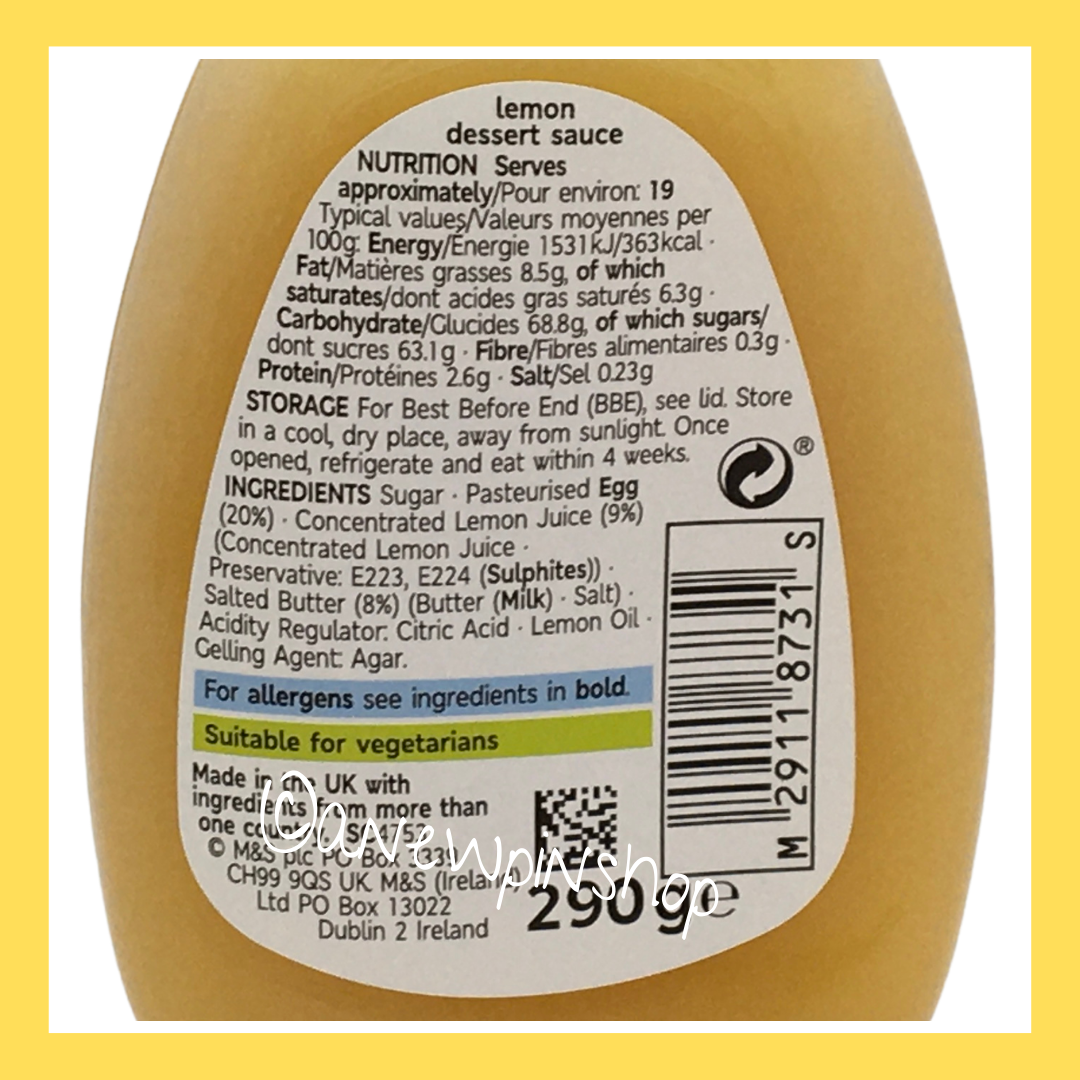 M&S Dessert Sauce Lemon Sherbert Drizzle Cakes Pancakes Ice Cream