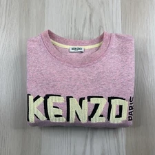Kenzo Paris Embroidered Crewneck Sweatshirt Pink Terry Cotton Women’s Size A