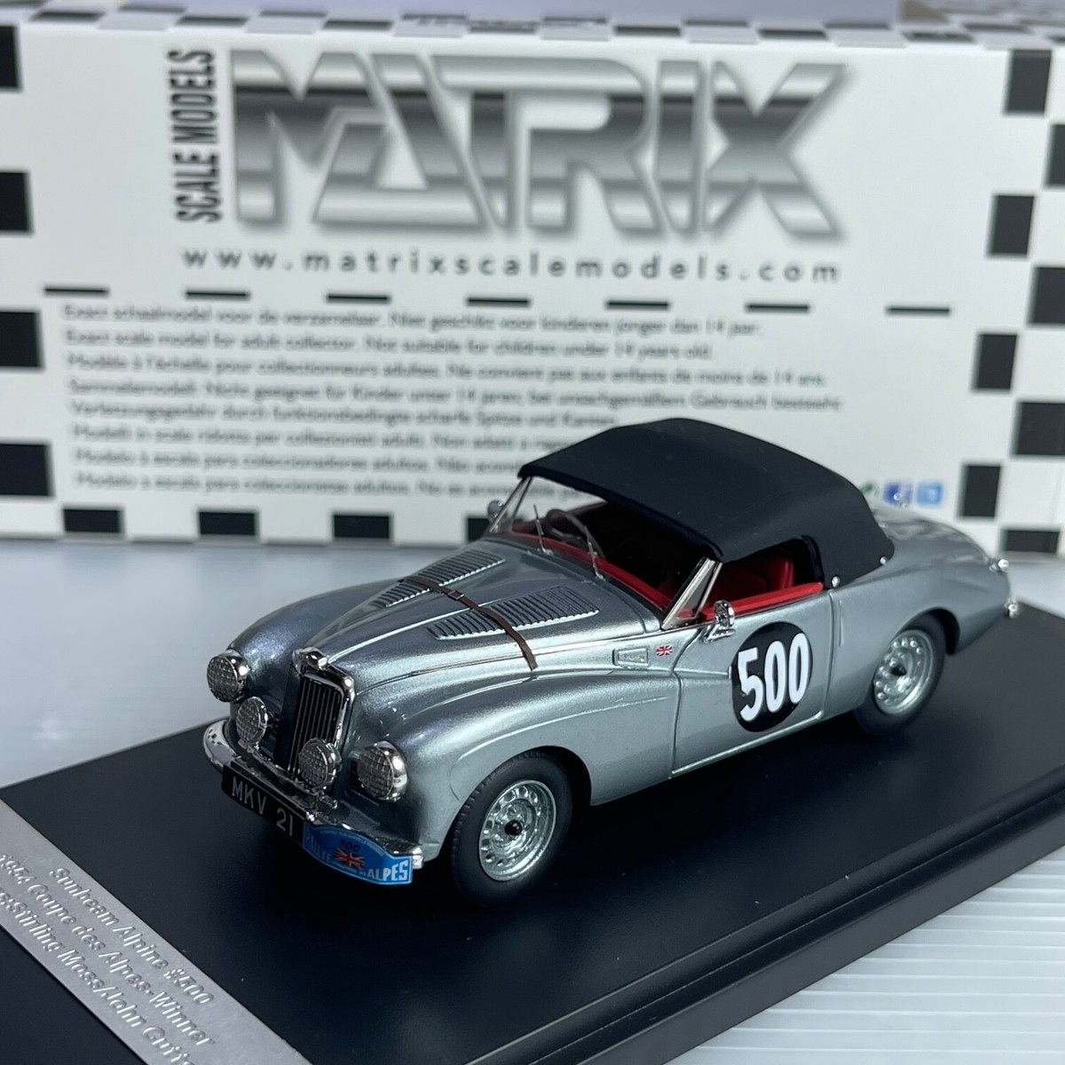 1/43 Matrix Sunbeam Alpine #500 1954 Coupe des Alpes Winner