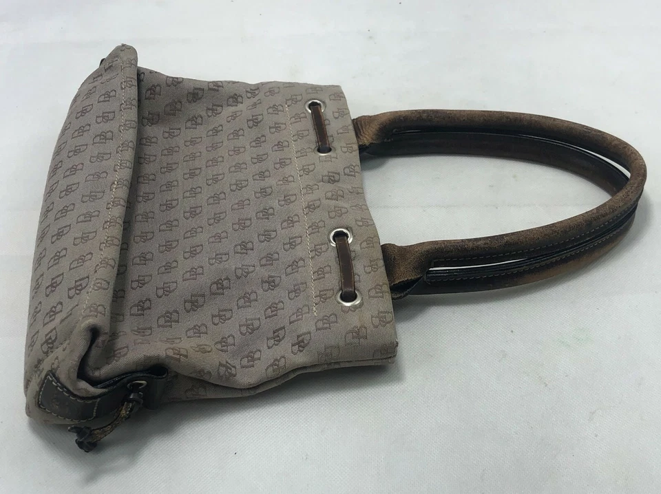 Dooney Bourke Designer Handbag Beige And Brown Canvas Bag With Tassels - Image 3 of 4