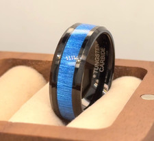 Bamboo Wood Inlay Ring Men's Engagement Ring Wooden Wedding Bands Wood Ring