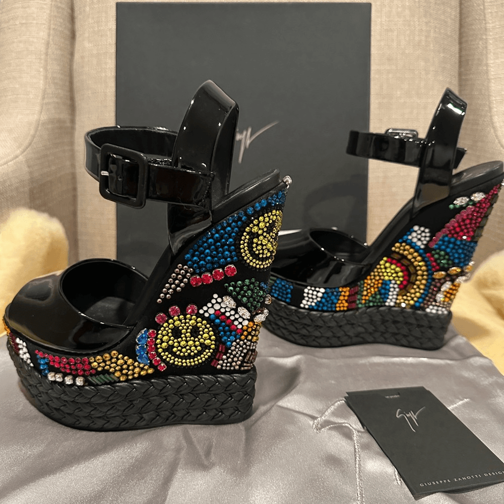 【最終値下　美品！】GIUSEPPE ZANOTTI ウェッジソールパンプス GIUSEPPE ZANOTTI LOLAS 105 SAND, VERNICE NERO TOMAIA , LOVE