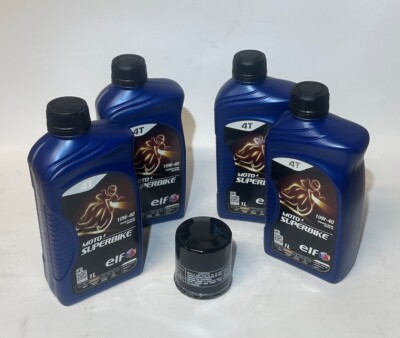 Four Liters Of ELF 10W40 Superbike Oil And Oil Filter For All Motorcycles