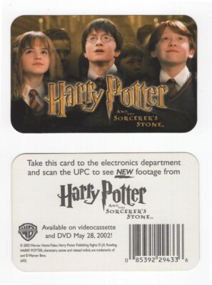 Harry Potter and the Sorcerer's Stone Warner Brothers DVD Promo Card 2002