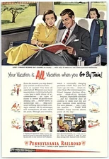 1940s PENNSYLVANIA RAILROAD VACATION TRIP GO BY TRAIN  PRINT ADVERTISEMENT Z4254