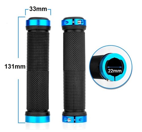 2 Coppia Manubrio Bicicletta Manici Ergonomico MTB Gomma Maniglie a Vite Blu - Foto 2 di 5
