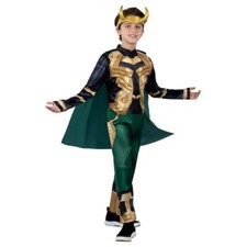 NEW Marvel Avengers Loki Costume Boys Child Medium 8 Jumpsuit Headpiece Cape