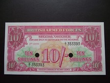 GREAT BRITAIN. BRITISH ARMED FORCES CURRENCY. UNC 10 SHILLINGS. 3rd SER ND 1958