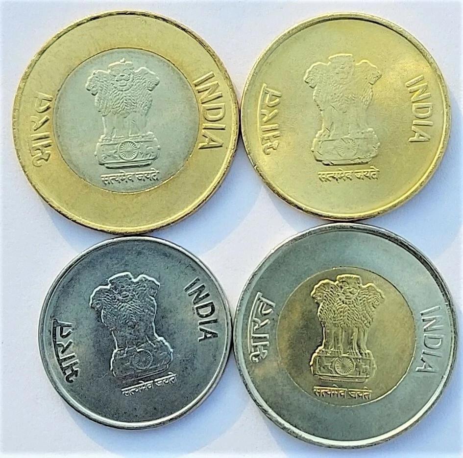 India SET of 4 Rain Drop Coins of denominations Rs 2, 5, 10 & 20, years 2019-20 - Image 2 of 2