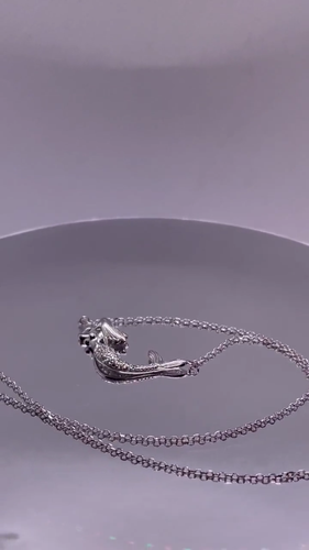 Mermaid necklace lab created diamonds 925 sterling silver - Video 1 of 1