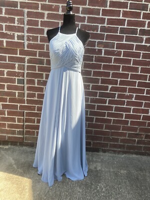 Azazie Bridesmaid Dress Dusty Blue Chiffon High-Neck Size A8 Prom HOCO Formal (v | eBay Azazie Bridesmaid Dress Dusty Blue Chiffon High-Neck Size A8 Prom HOCO Formal (v | eBay