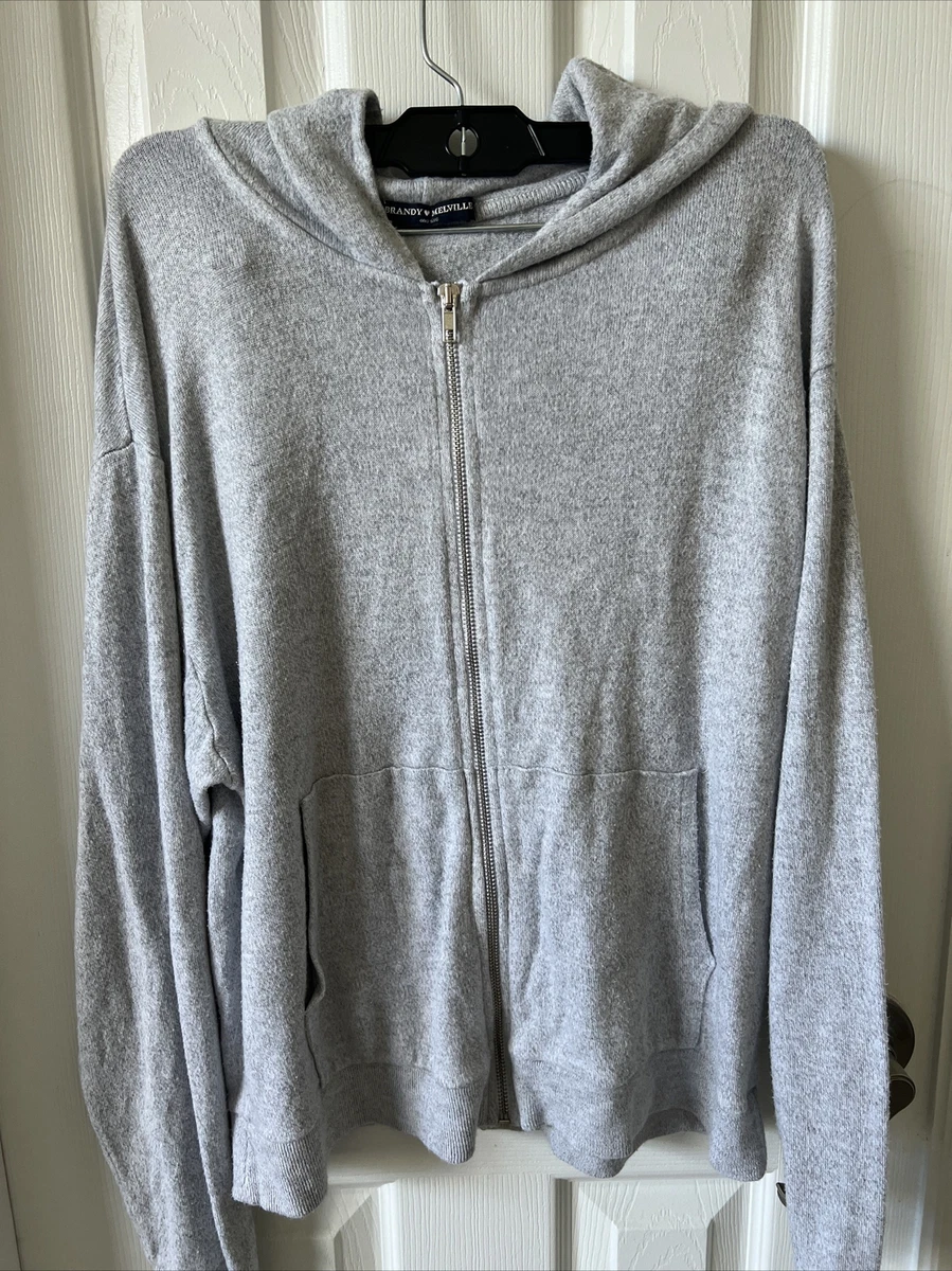 Brandy Melville Gray Crop Zip-up Hoodie Sweater Jacket