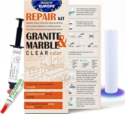 Marble, Granite & Quartz Countertop Repair Kit (Clear) - Fix Your Clear 