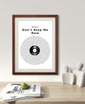 Queen Poster. Don't Stop Me Now Lyric Print. Queen Vinyl Poster Wall Art Gift 