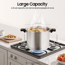 23 Quart Large Capacity Pressure Canner Cooker with Gauge Release Valve Silver 