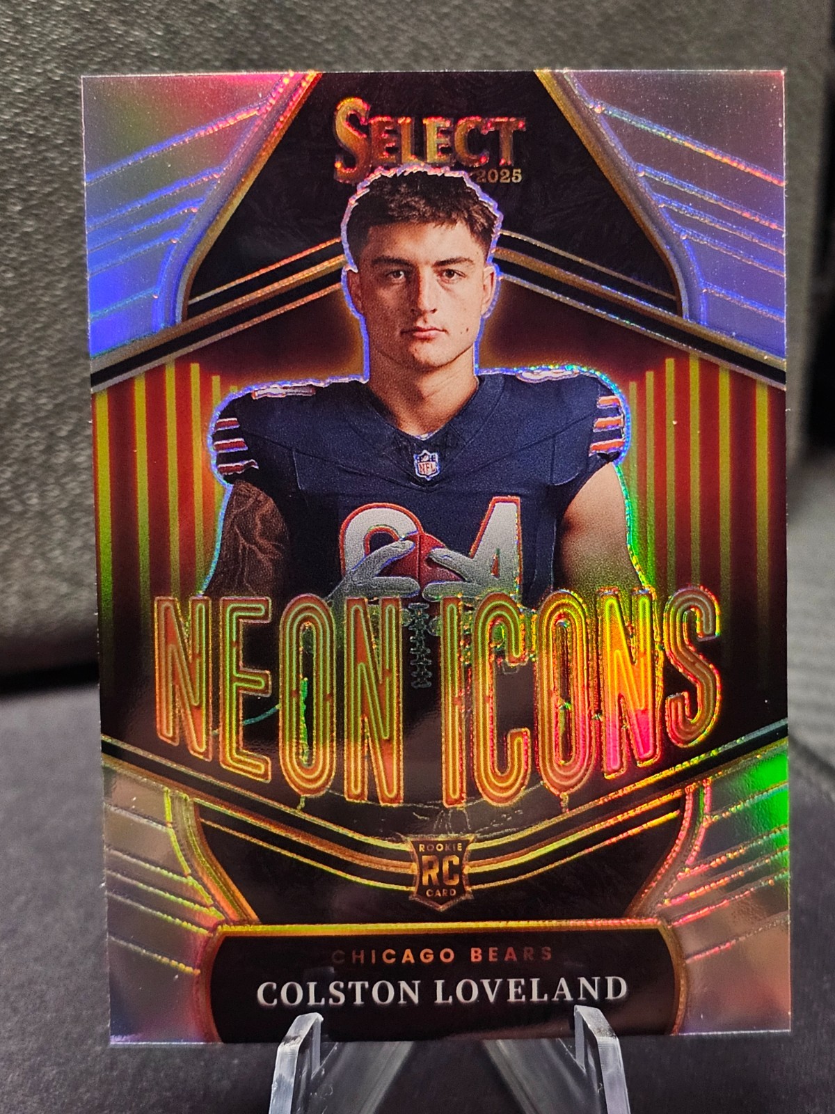 2025 Panini Select Colston Loveland Silver Prizm Neon Icons #3 Chicago Bears RC