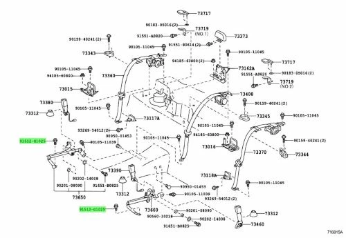 TOYOTA scion xa scionxb 4corredores correia e retrator parafuso superior genuíno JDM 91512-G - Imagem 4 de 4