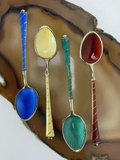 Ela Denmark Sterling Silver & Enamel Demitasse Spoon Your CHOICE 3 3/4" long