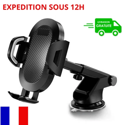 Support Téléphone Voiture Universel Ventouse 360° Pare-Brise Tableau de Bord - Photo 1/4