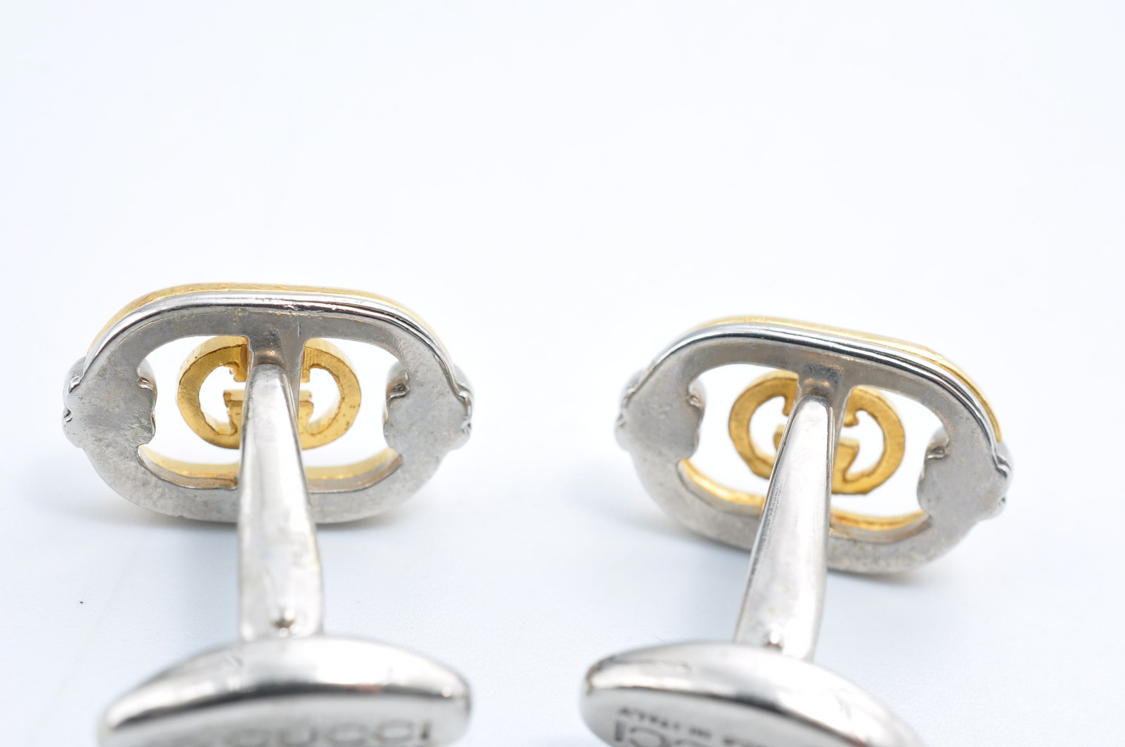 GUCCI Interlocking Cufflinks Gold Silver Logo Men… - image 7
