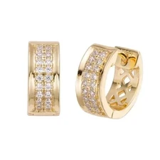 2.00Ct Round Simulated Diamond Hoop Huggie Earring 14k Yellow Gold Plated