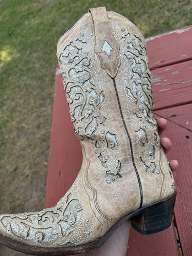 Corral Damen Cowgirl Glitzer-Inlay und Kristalle Stiefel Snip Toe A3670 Größe 6,5M - Bild 9 von 12