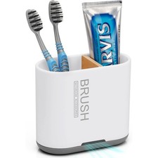 Bathroom Countertop Organizer with Bamboo Divider Detachable Toothbrush and