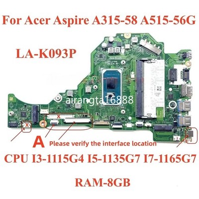 For Acer A515-56G LA-K091P motherboard with CPU I5-1135G7 I7-1165G7 RAM-4G/8GB