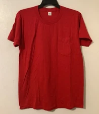 Vintage Jockey Deck Shirt Plain Red Pocket Single Stitch T Shirt Size Large