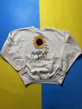 Vintage 90s Sunflower Crewneck Sweatshirt Size Large Flower Yellow Summer