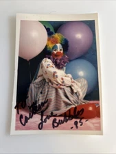 1995 Bubbles The Clown 🤡 Signed Photo 3x3” zad