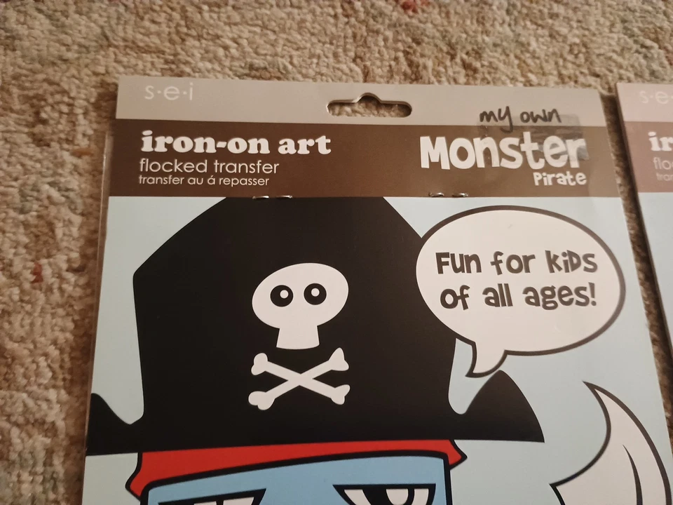 Lot 2 Packs My Own Monster Iron-On Art Shirt Football & Pirate Flocked Transfer - Image 3 of 4