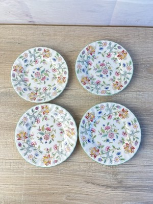 4 Minton Haddon Hall Bone China Round 6 1/4'' Bread Butter Plates Green Trim