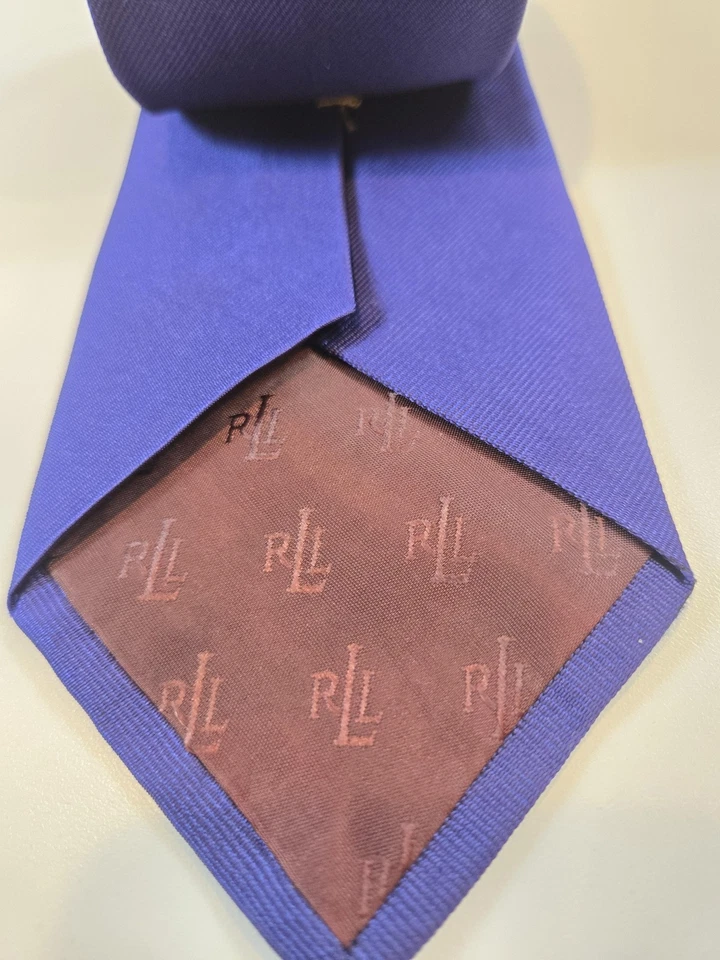 Corbata Lauren Ralph Lauren Para Hombre Talla Única Púrpura 100% Seda Hecha en EE. UU. Logotipo de Escudo Foto 4 de 4
