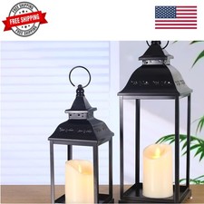 2 Pack Outdoor Lantern for Porch, Black Decor...