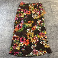 New Vintage Carole Little Skirt Women's 16 Sarong Bright Tropical Floral Beach
